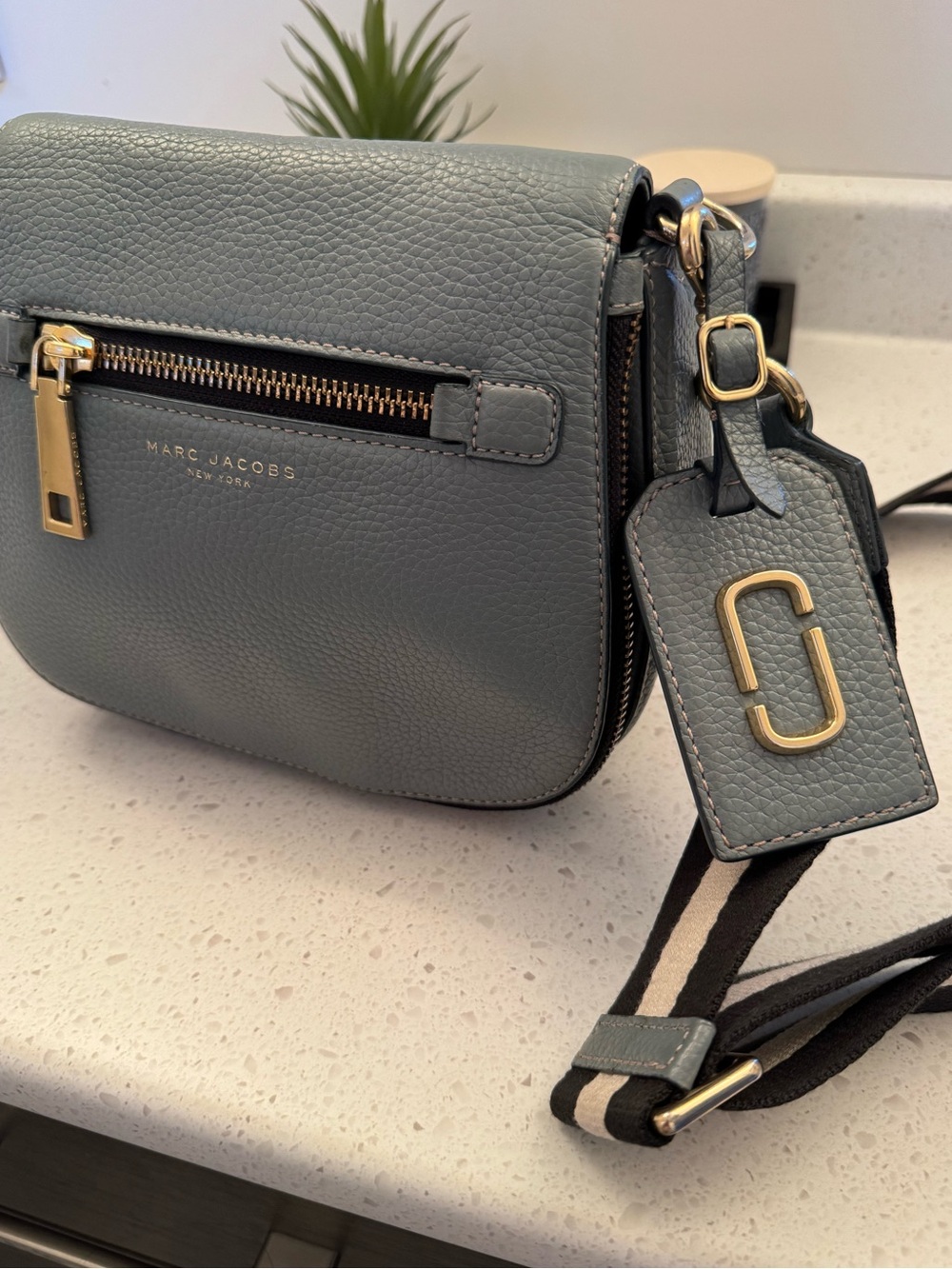 Marc Jacobs Gotham Saddle Bag / Crossbody – Light Blue Pebbled Leather